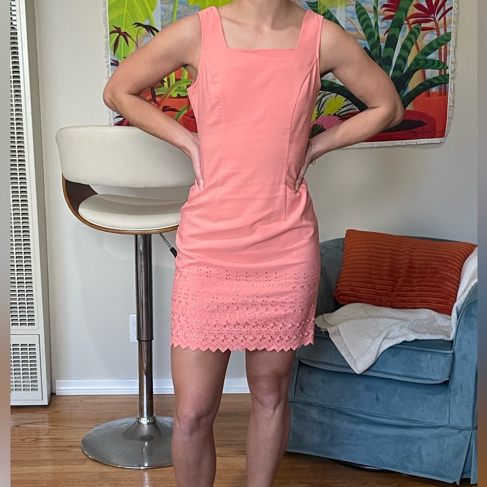 90s salmon mini dress with floral detailing